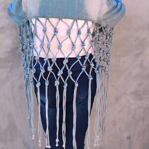 Jean Jacket Extraordinaire with Long Fringes (18-27) and Lattice Work